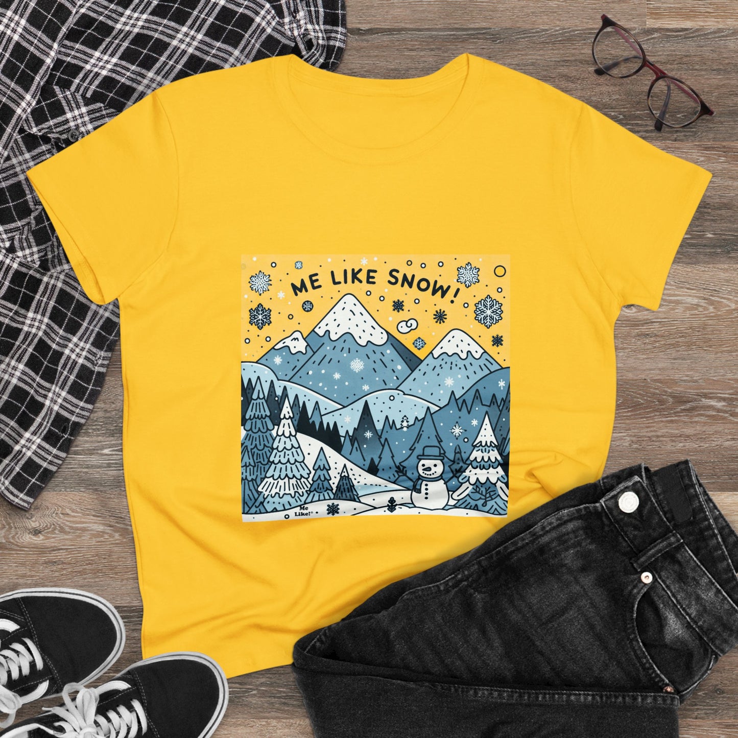 Me Like Snow! - Women's Heavy Cotton Tee - (Snowman #2)
