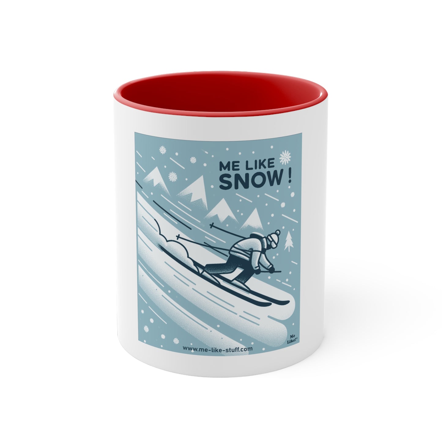 Accent Coffee Mug, 11oz - Me Like Snow! (Ski #2)