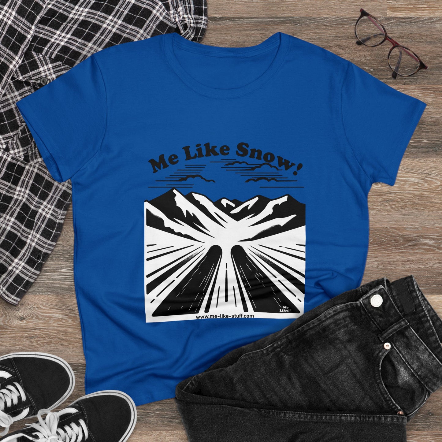 Women's Heavy Cotton Tee - Me Like Snow! (Ski #1)