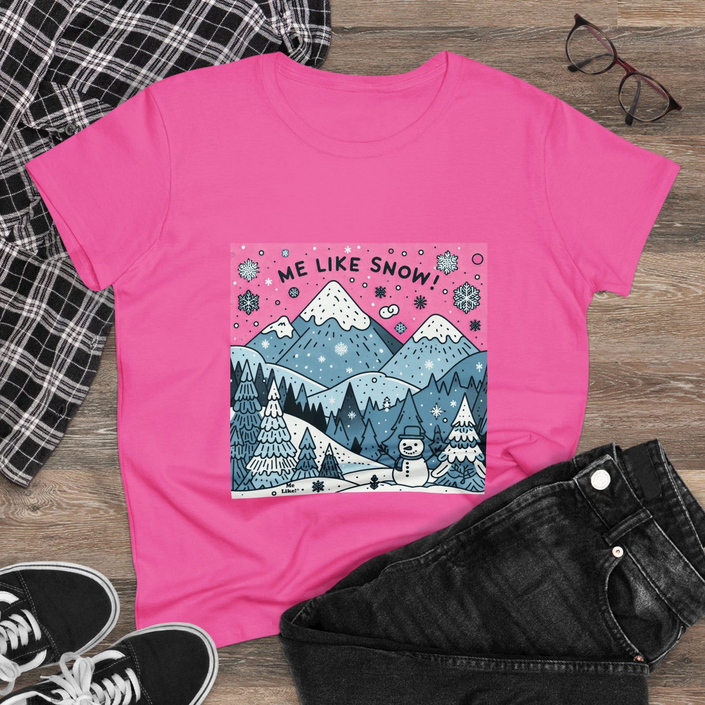 Me Like Snow! - Women's Heavy Cotton Tee - (Snowman #2)