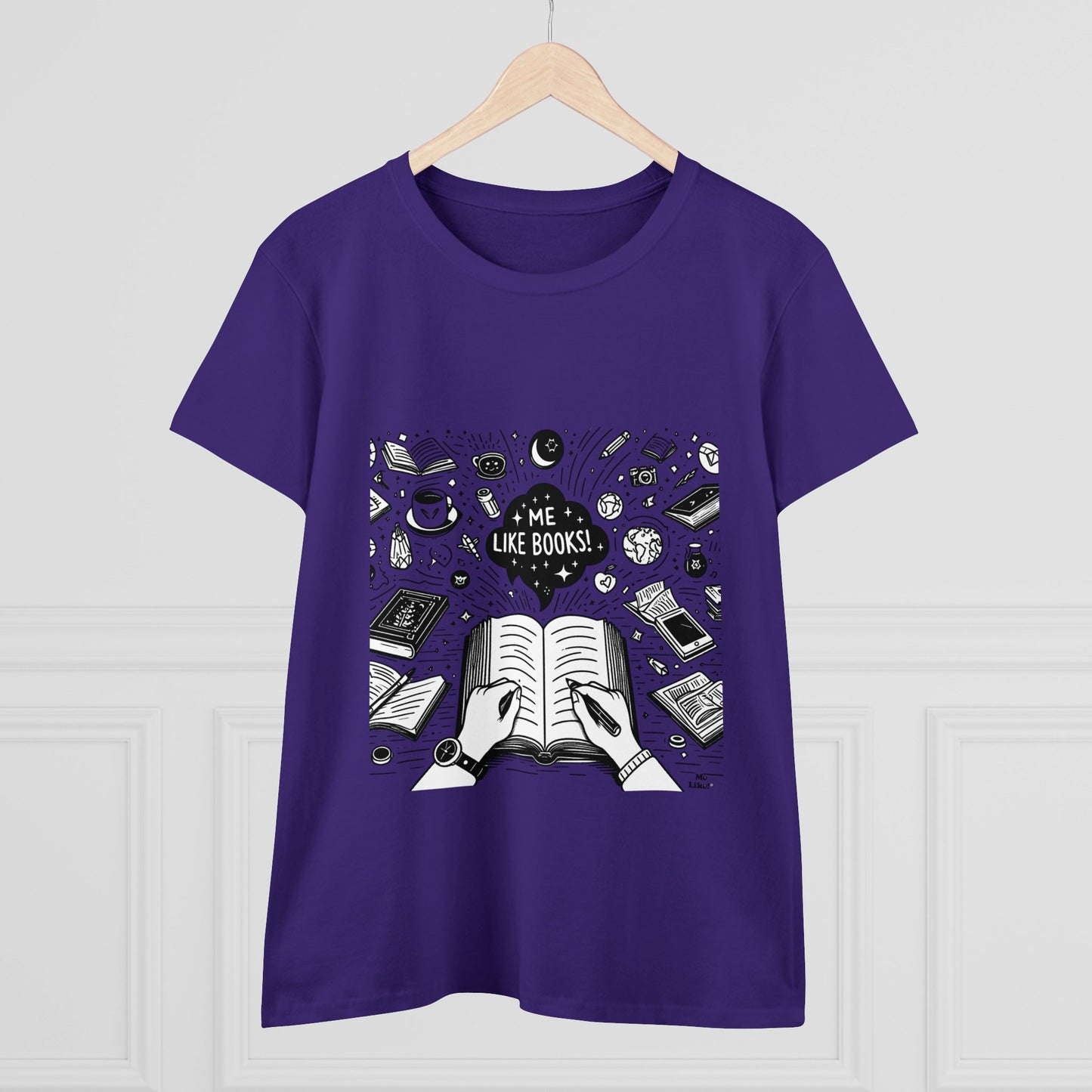 Me Like Books! - Women's Heavy Cotton Tee - (Books #3)