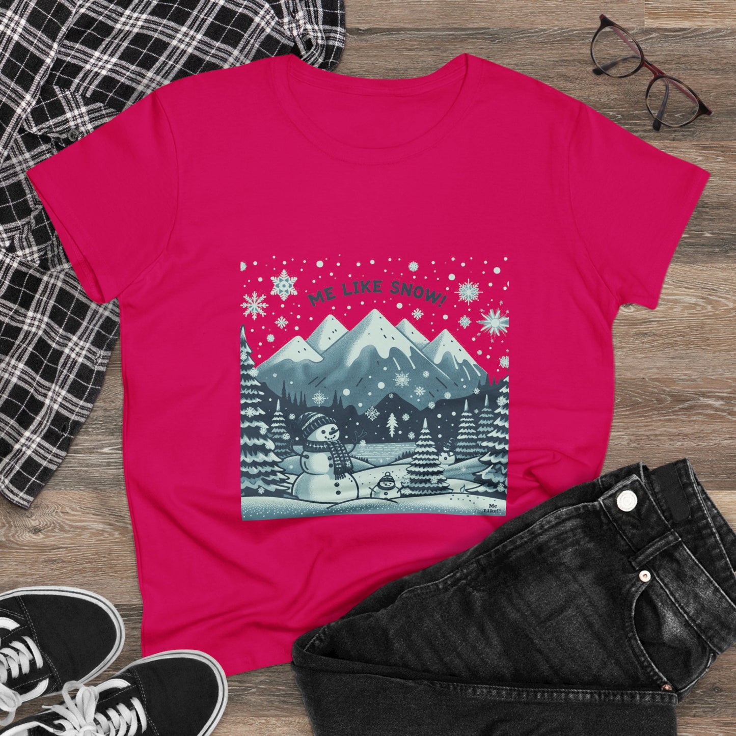 Me Like Snow! - Women's Heavy Cotton Tee - (Snowman #1)