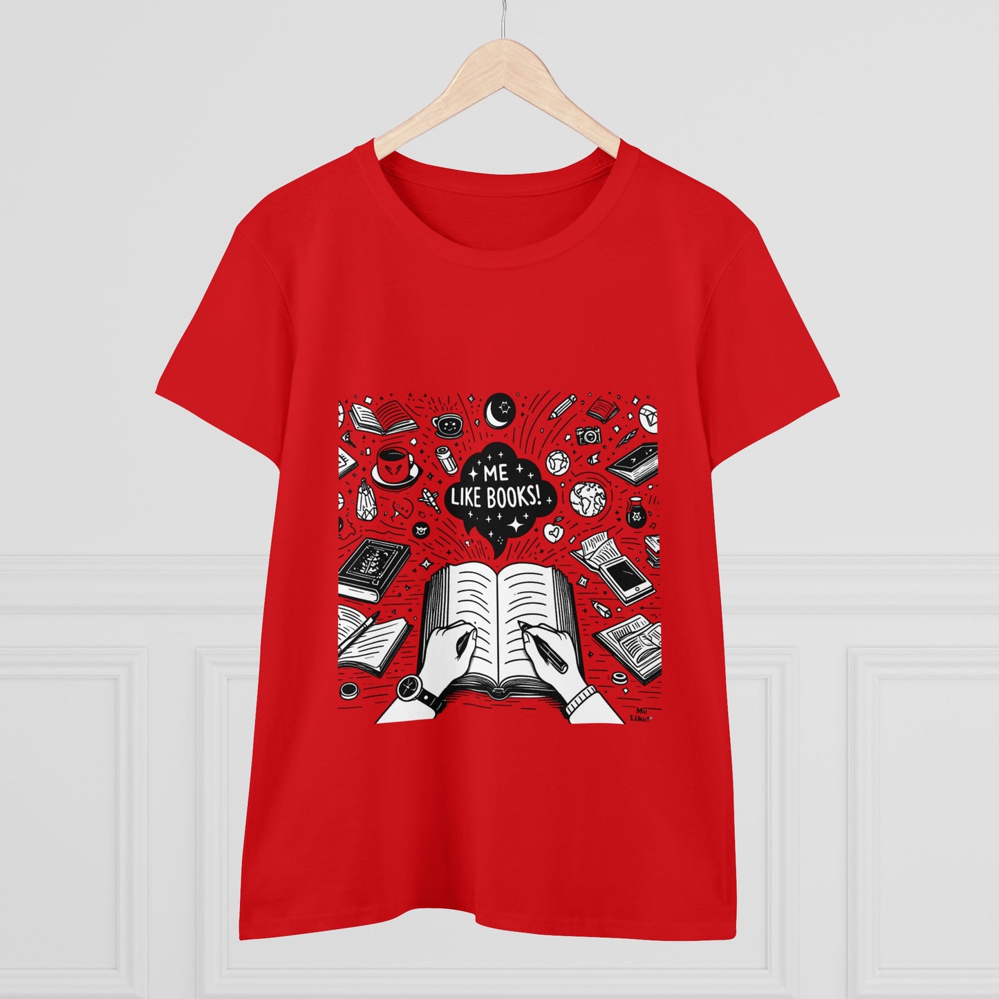 Me Like Books! - Women's Heavy Cotton Tee - (Books #3)