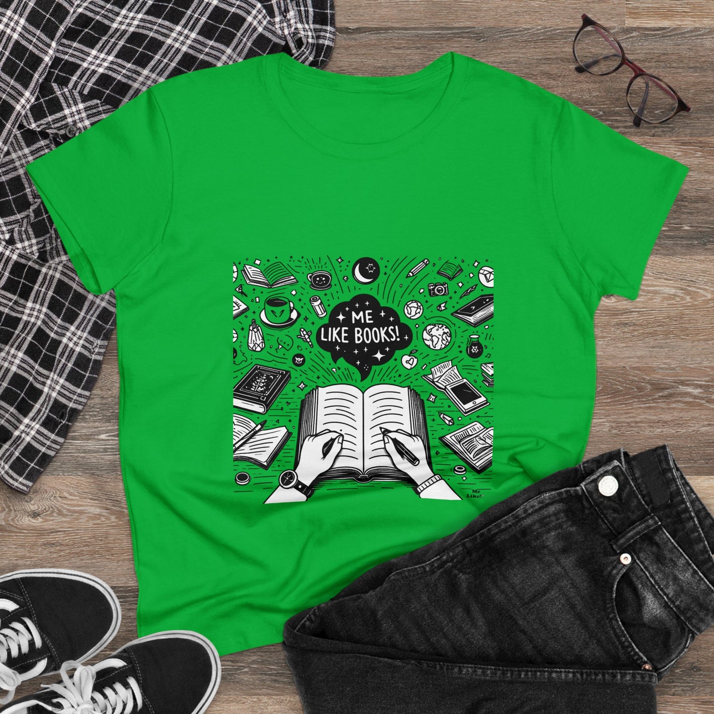 Me Like Books! - Women's Heavy Cotton Tee - (Books #3)