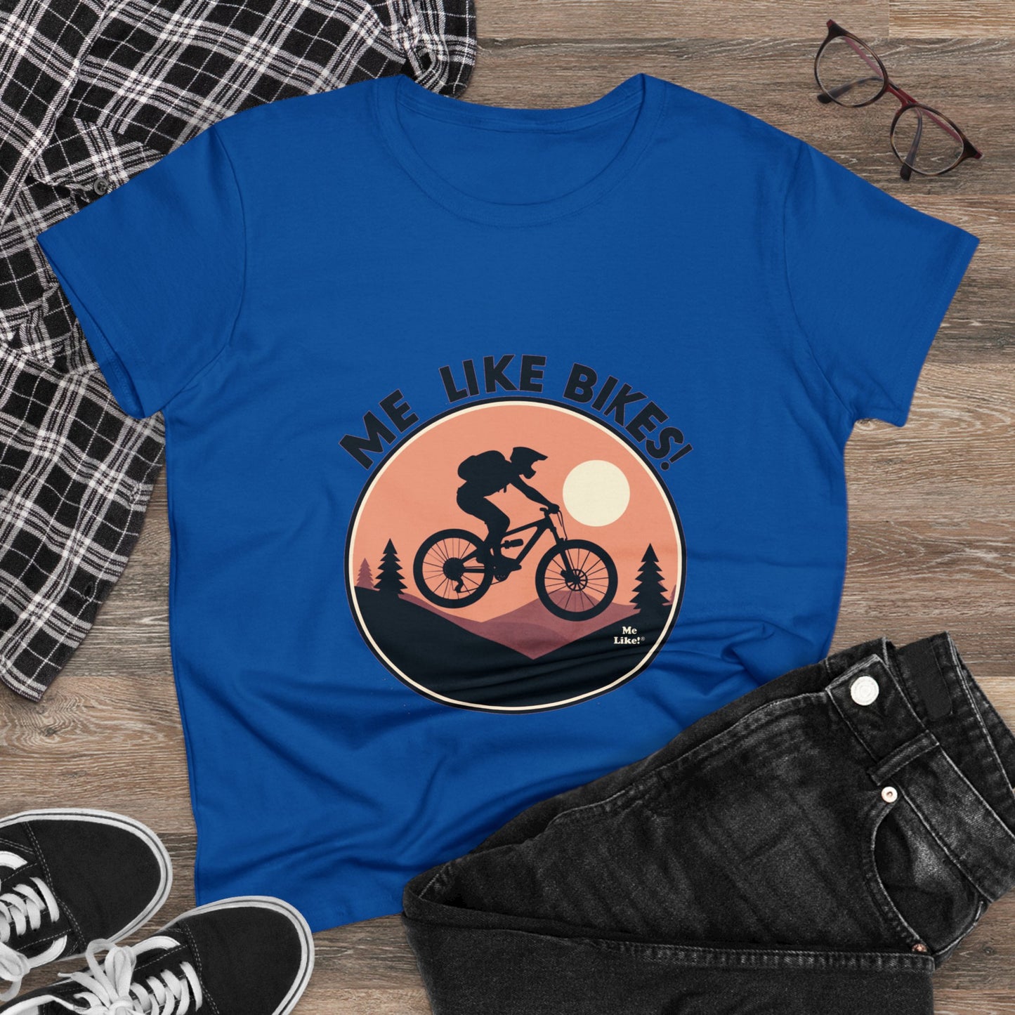 Me Like Bikes! - Women's Heavy Cotton Tee - (Mountain Bike #3)