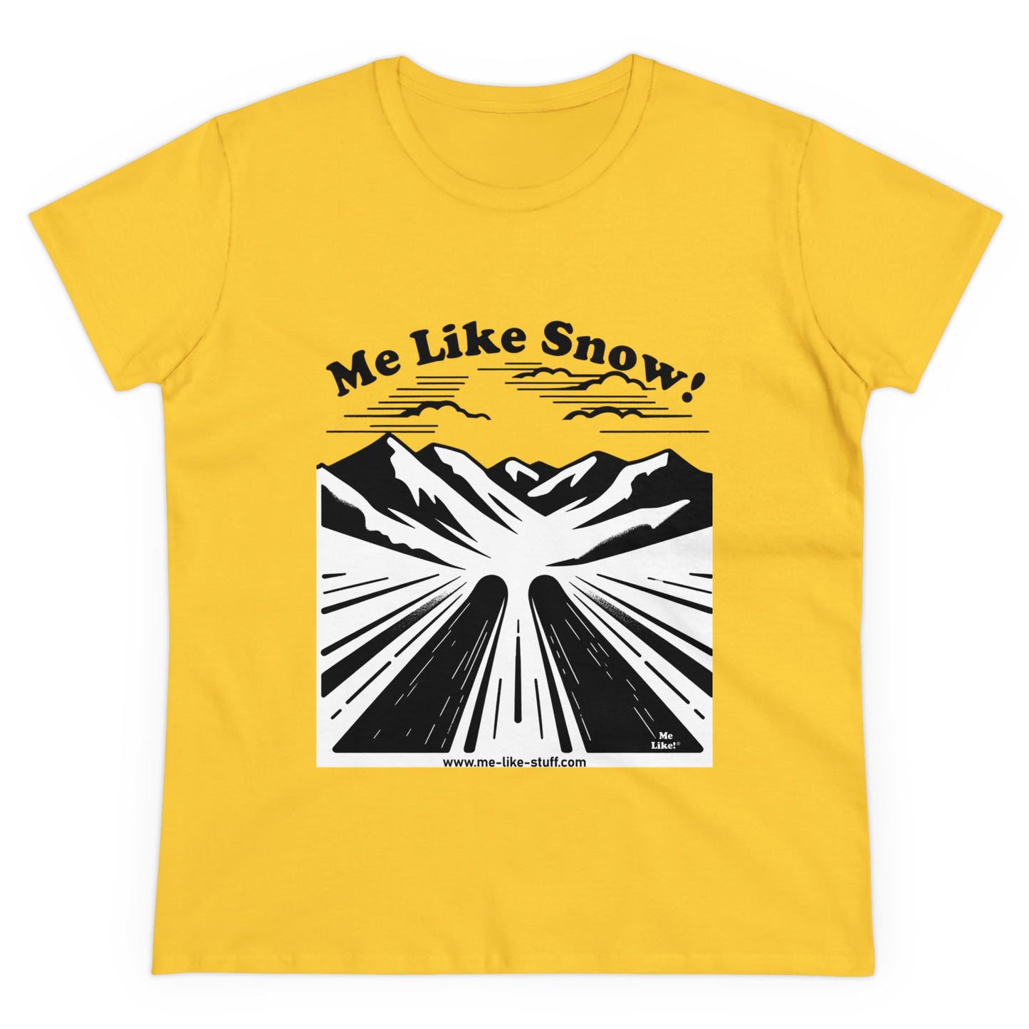 Women's Heavy Cotton Tee - Me Like Snow! (Ski #1)