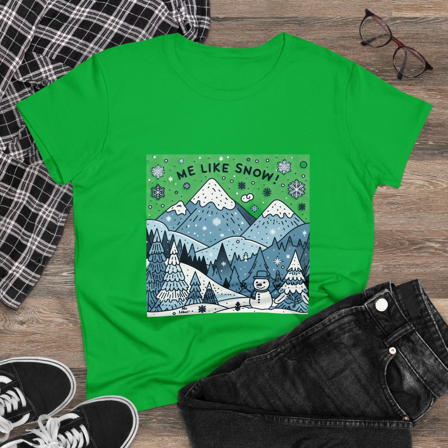 Me Like Snow! - Women's Heavy Cotton Tee - (Snowman #2)