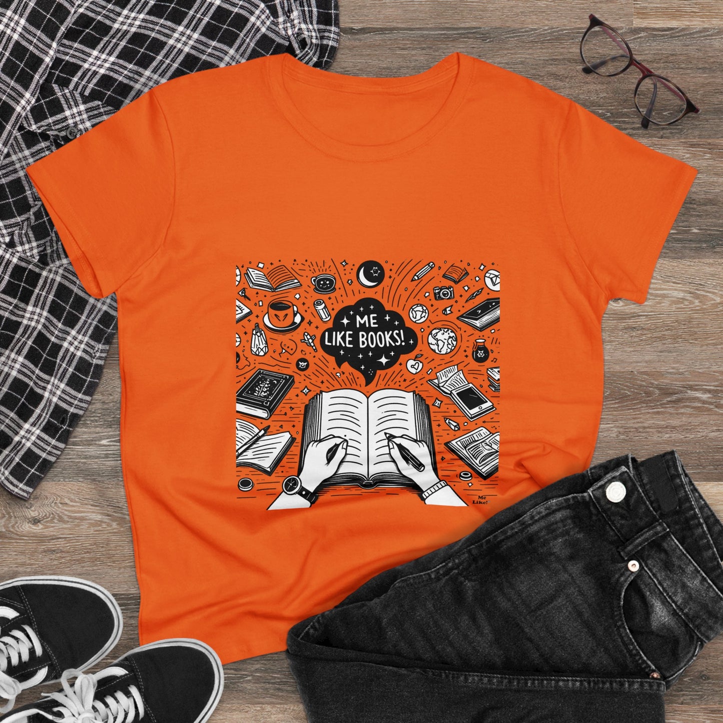 Me Like Books! - Women's Heavy Cotton Tee - (Books #3)