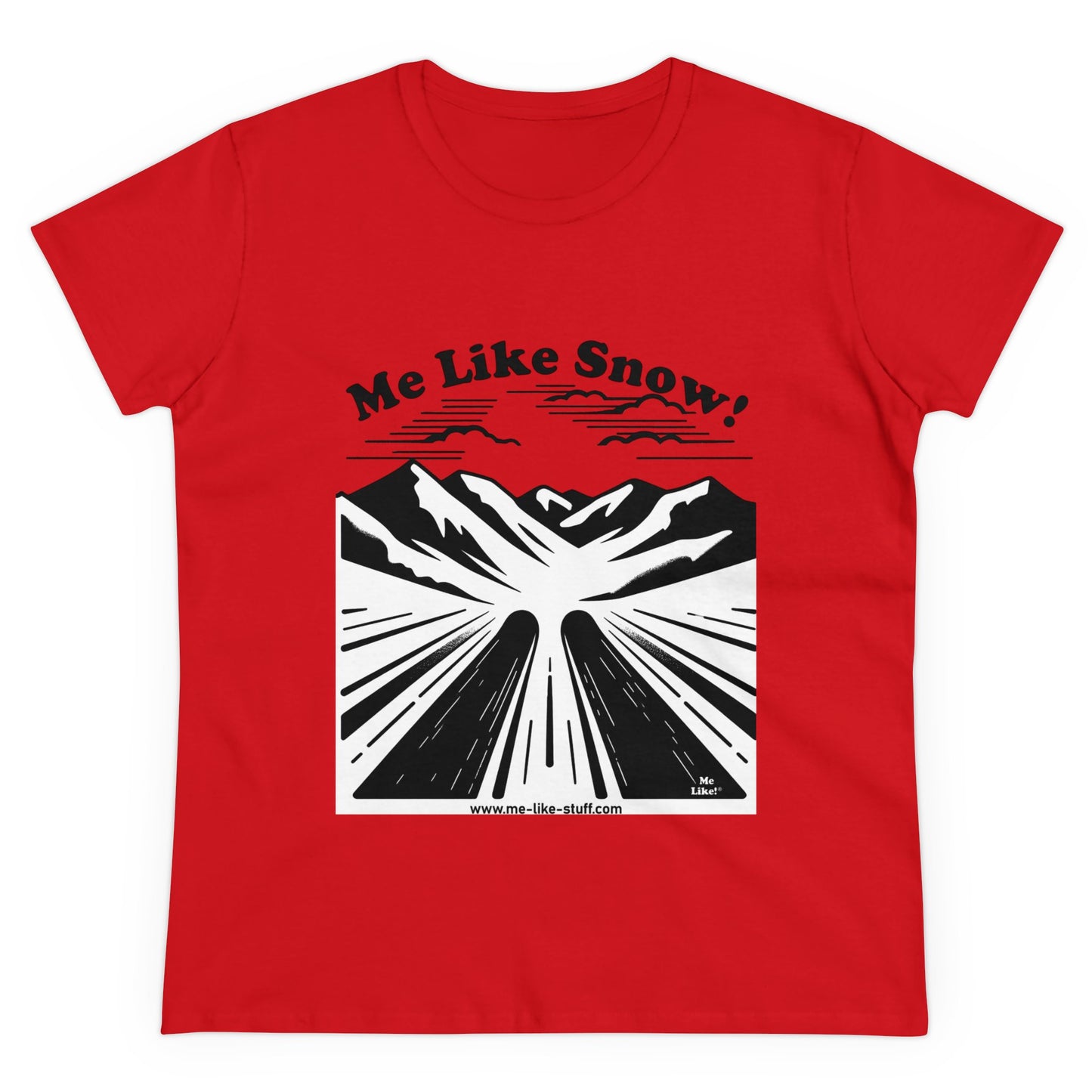 Women's Heavy Cotton Tee - Me Like Snow! (Ski #1)