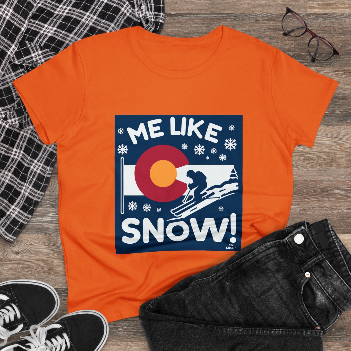 Me Like Snow! - Women's Heavy Cotton Tee - (Ski Colorado #2)