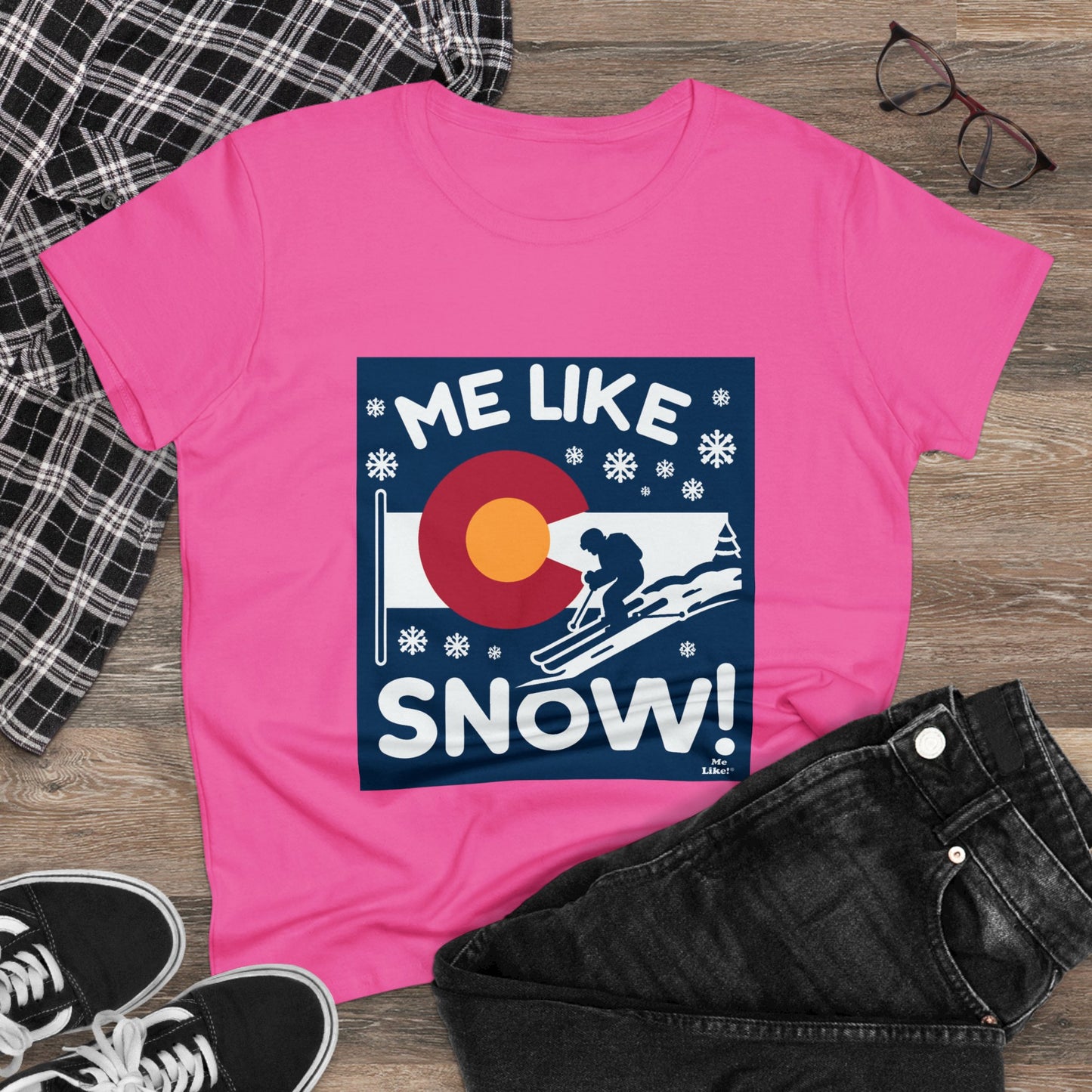 Me Like Snow! - Women's Heavy Cotton Tee - (Ski Colorado #2)