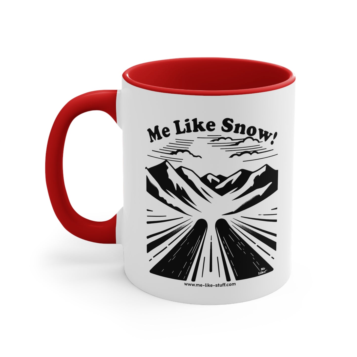 Accent Coffee Mug, 11oz - Me Like Snow! (Ski #1)