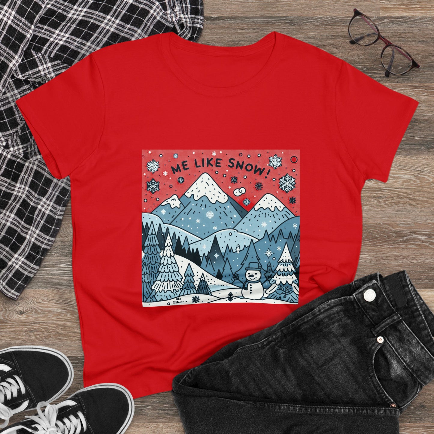 Me Like Snow! - Women's Heavy Cotton Tee - (Snowman #2)