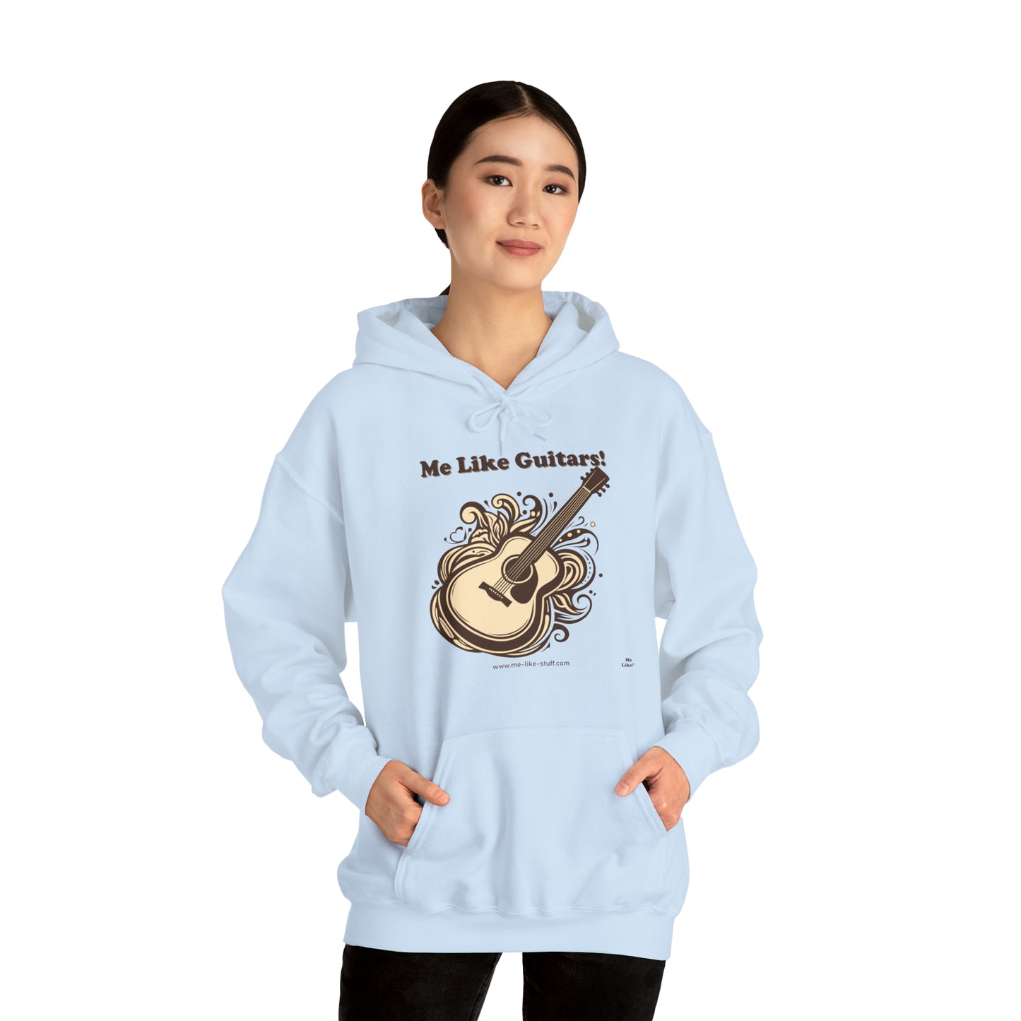 Unisex Heavy Blend™ Hooded Sweatshirt - Me Like Guitars! (Acoustic #1)
