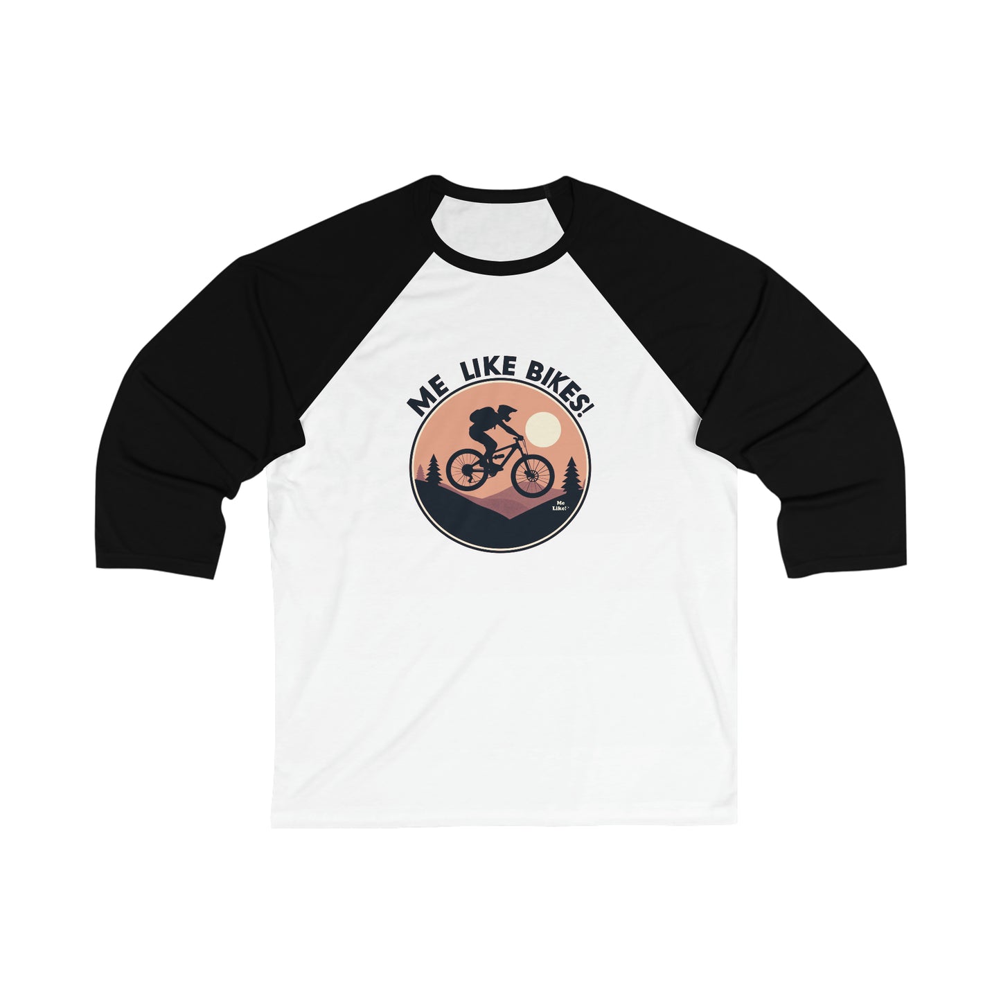 Me Like Bikes! - Unisex 3\4 Sleeve Baseball Tee - (Mountain Bike #3)