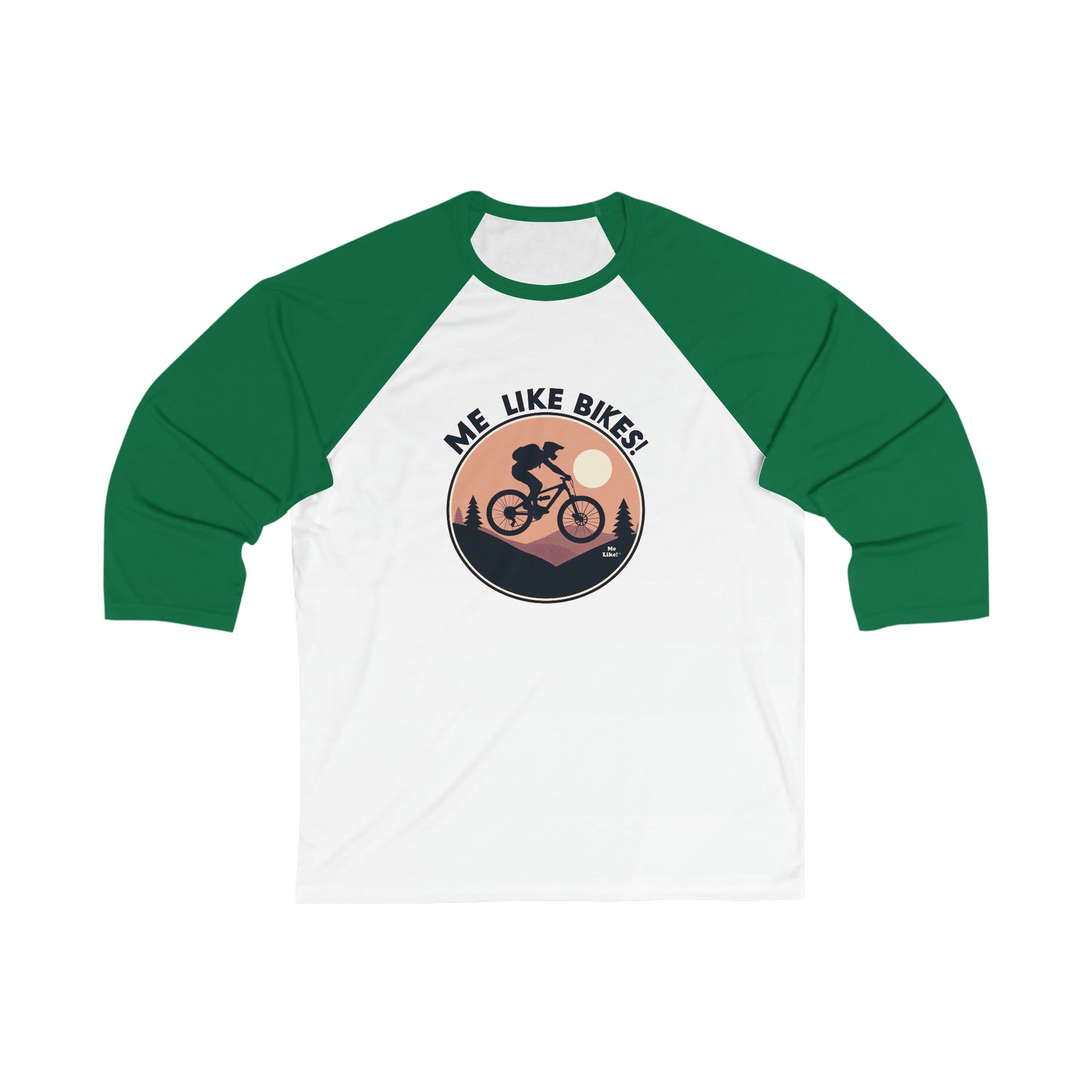 Me Like Bikes! - Unisex 3\4 Sleeve Baseball Tee - (Mountain Bike #3)