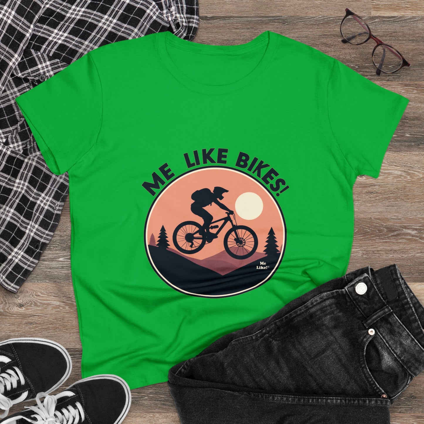 Me Like Bikes! - Women's Heavy Cotton Tee - (Mountain Bike #3)