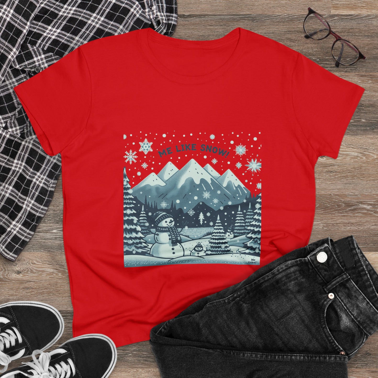Me Like Snow! - Women's Heavy Cotton Tee - (Snowman #1)