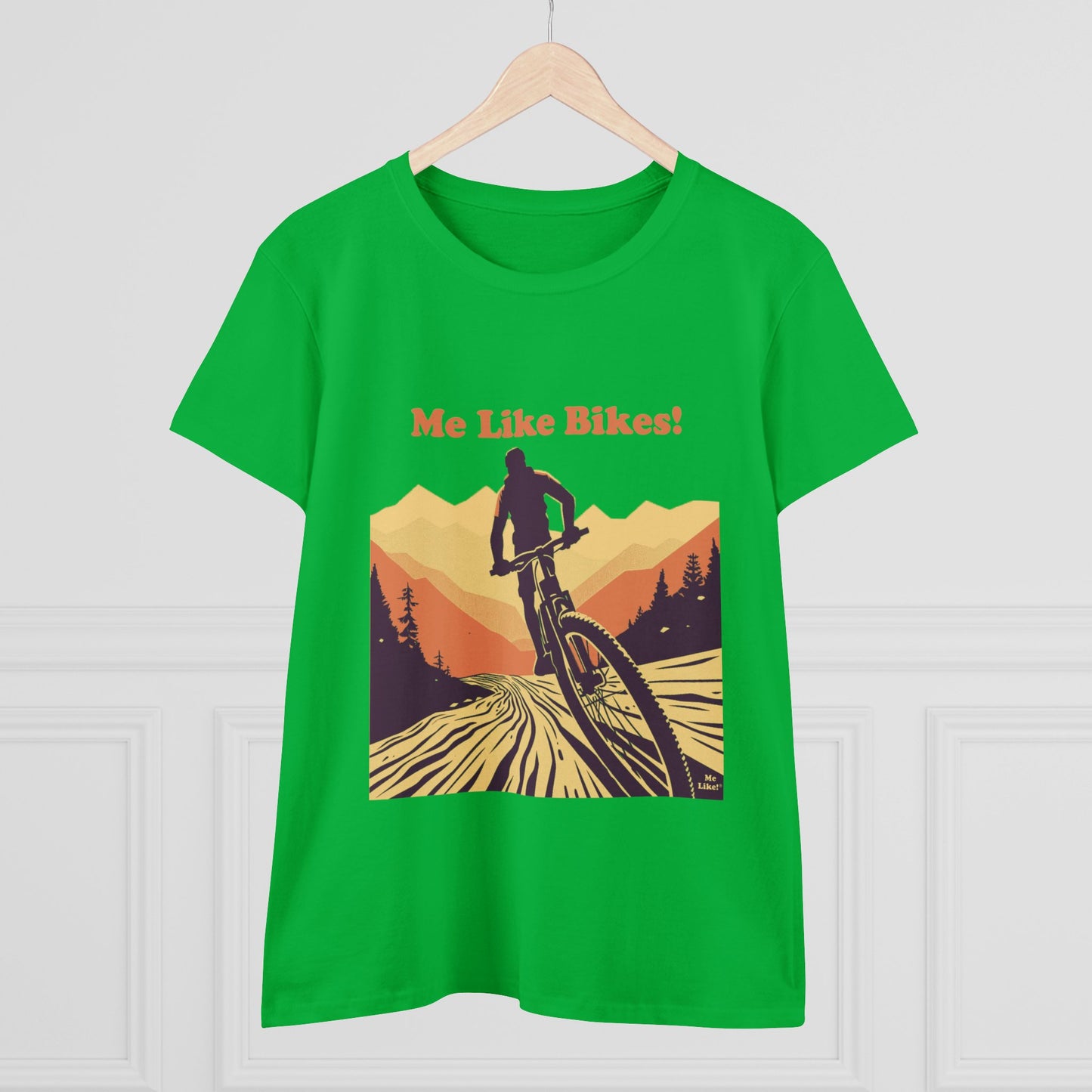 Women's Heavy Cotton Tee - Me Like Bikes! (Mountain Bike #2)