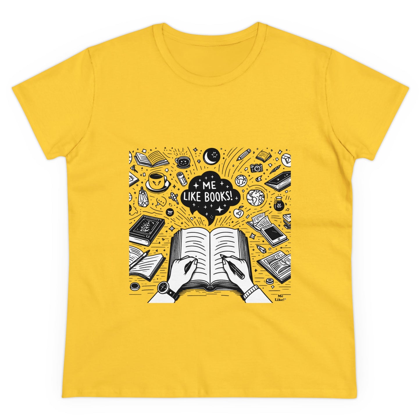 Me Like Books! - Women's Heavy Cotton Tee - (Books #3)