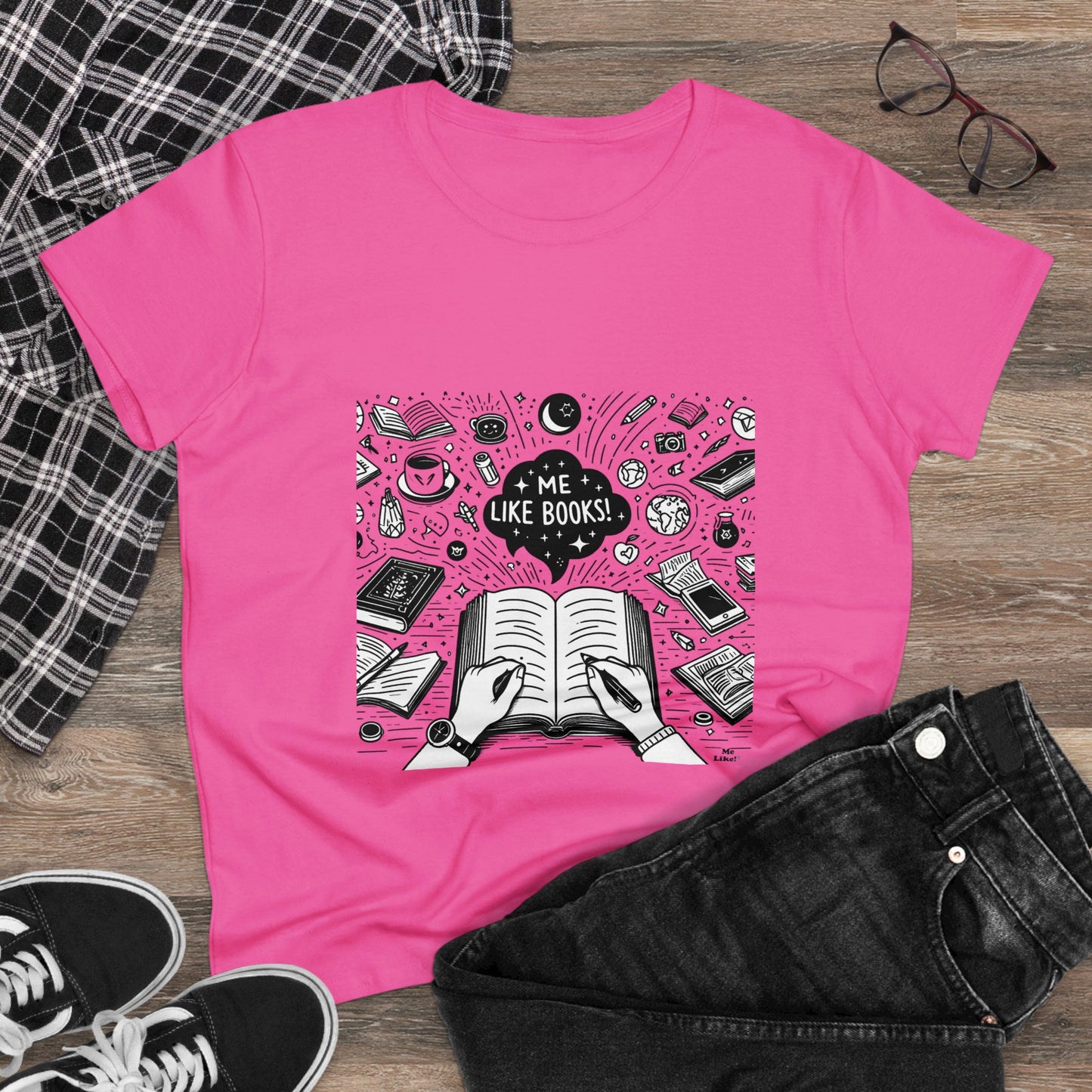 Me Like Books! - Women's Heavy Cotton Tee - (Books #3)