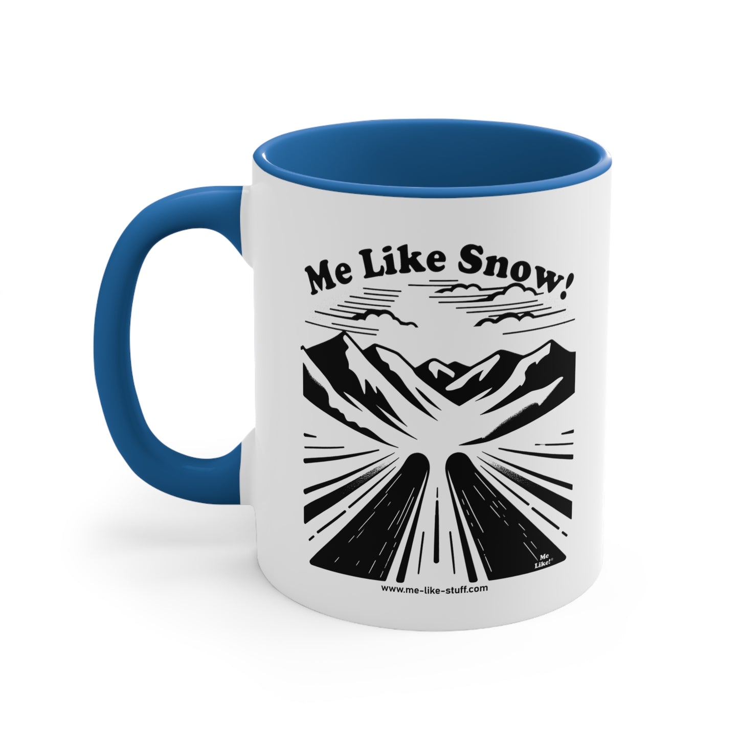 Accent Coffee Mug, 11oz - Me Like Snow! (Ski #1)