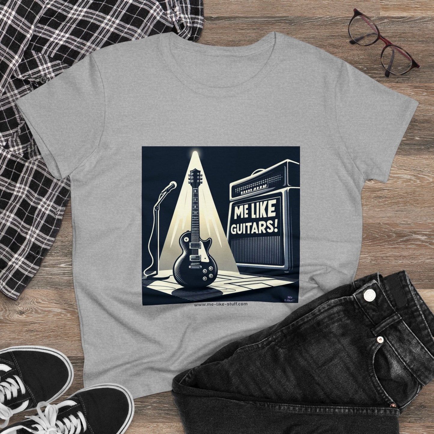 Women's Heavy Cotton Tee - Me Like Guitars! (Electric #1)