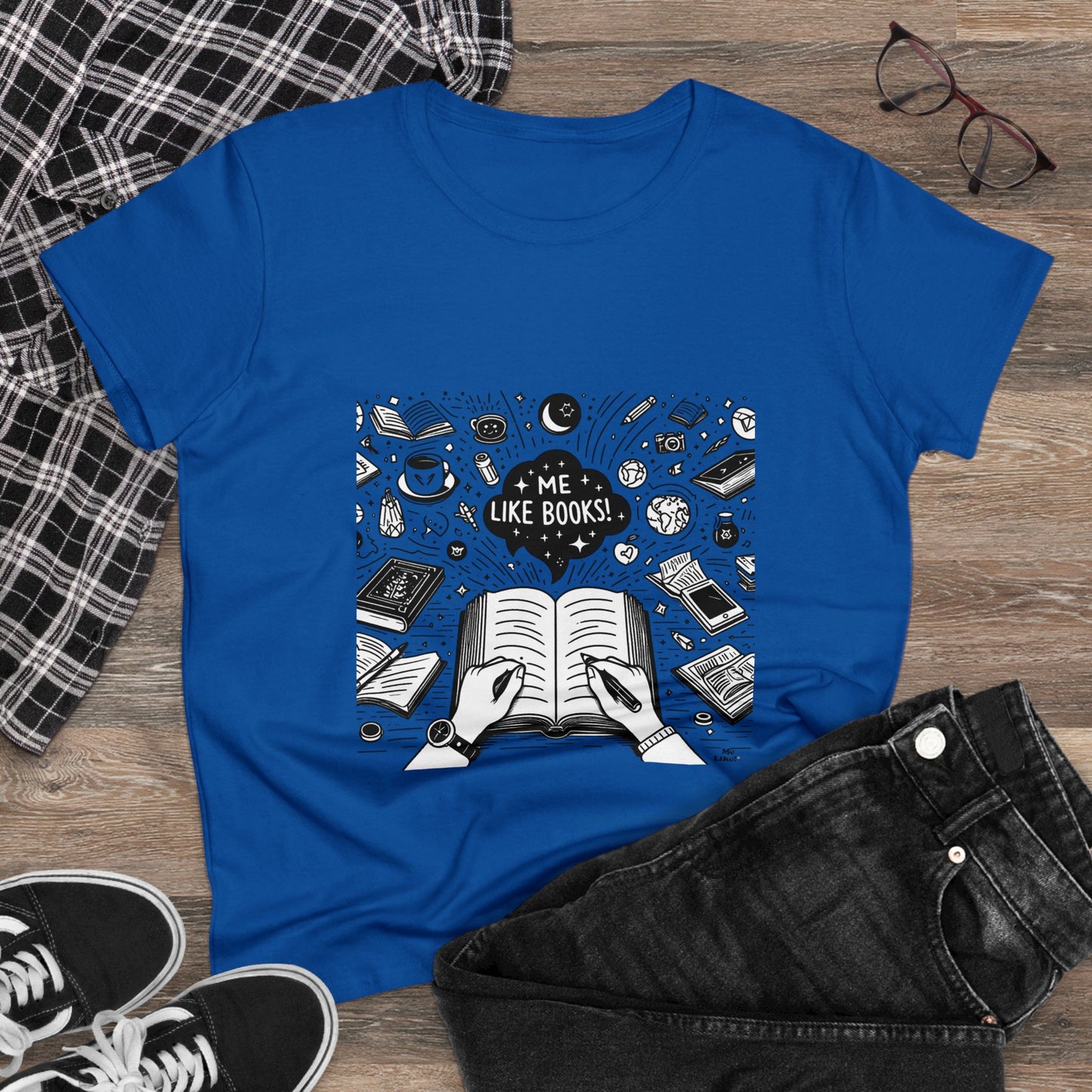 Me Like Books! - Women's Heavy Cotton Tee - (Books #3)