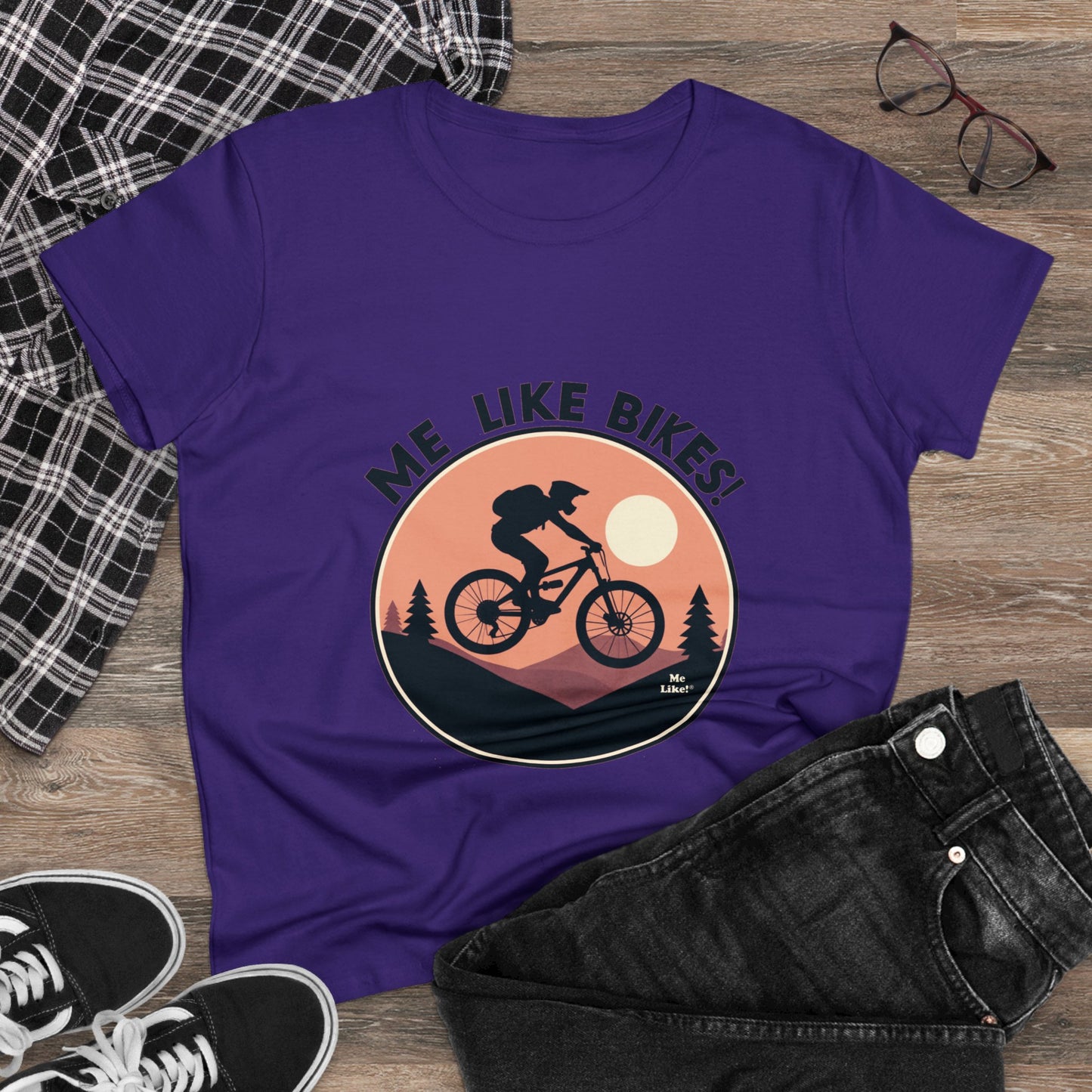Me Like Bikes! - Women's Heavy Cotton Tee - (Mountain Bike #3)