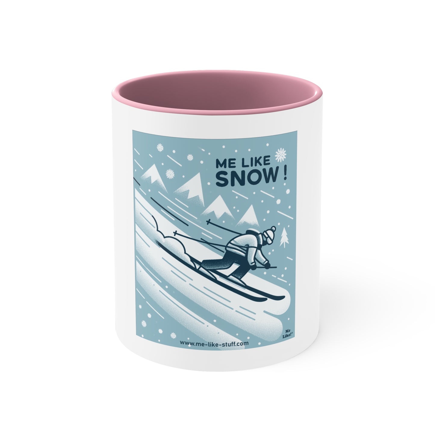 Accent Coffee Mug, 11oz - Me Like Snow! (Ski #2)