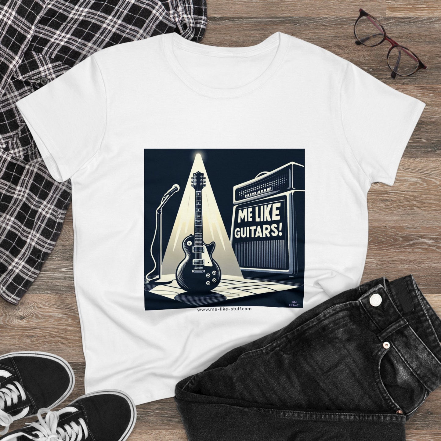 Women's Heavy Cotton Tee - Me Like Guitars! (Electric #1)