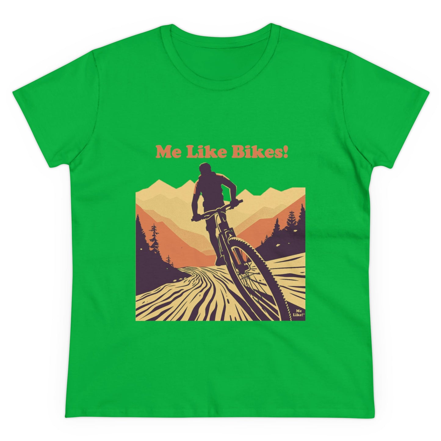Women's Heavy Cotton Tee - Me Like Bikes! (Mountain Bike #2)