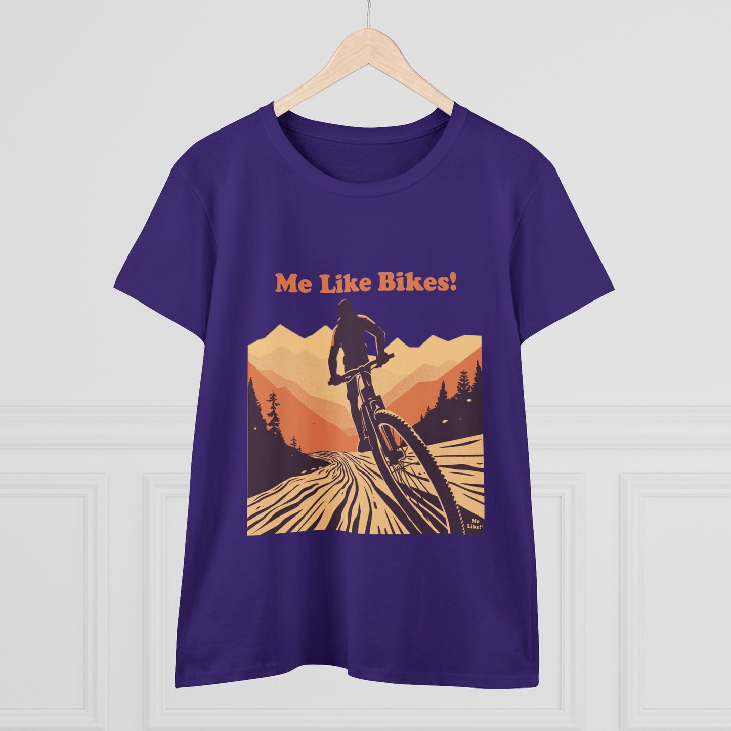 Women's Heavy Cotton Tee - Me Like Bikes! (Mountain Bike #2)
