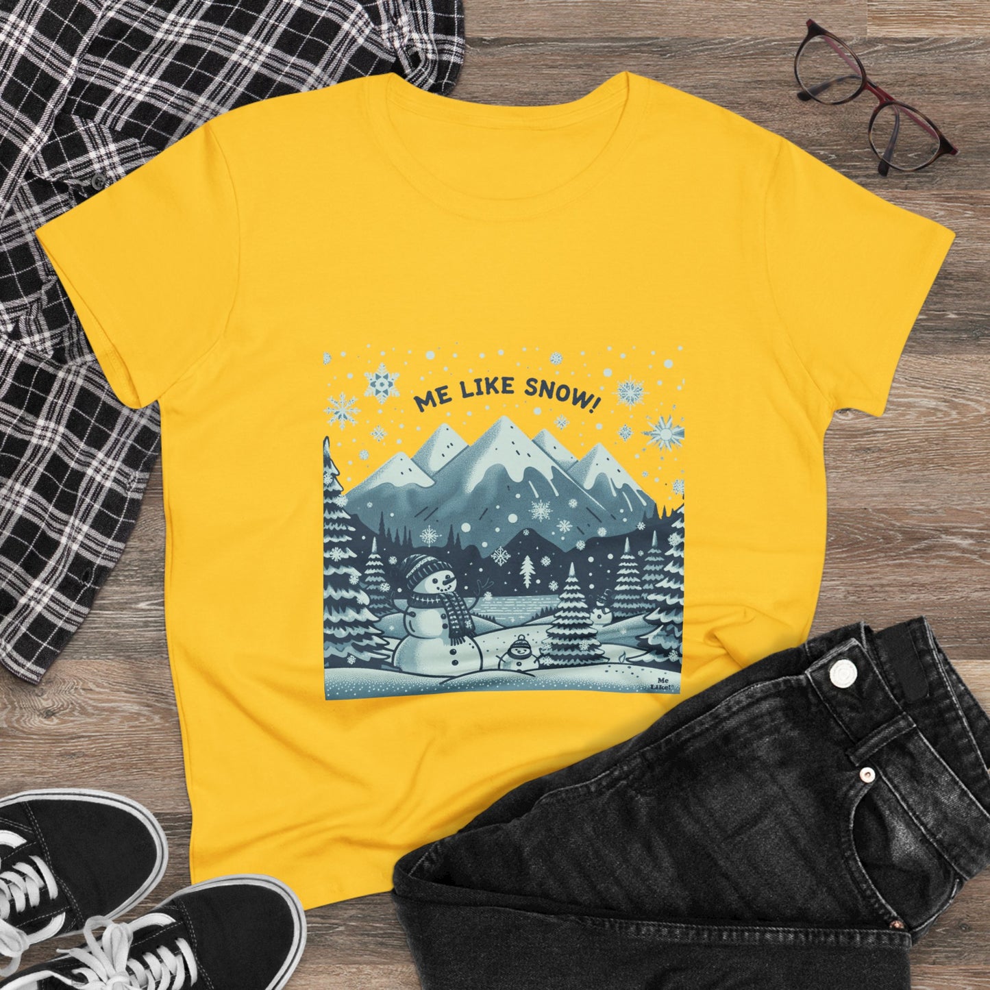 Me Like Snow! - Women's Heavy Cotton Tee - (Snowman #1)