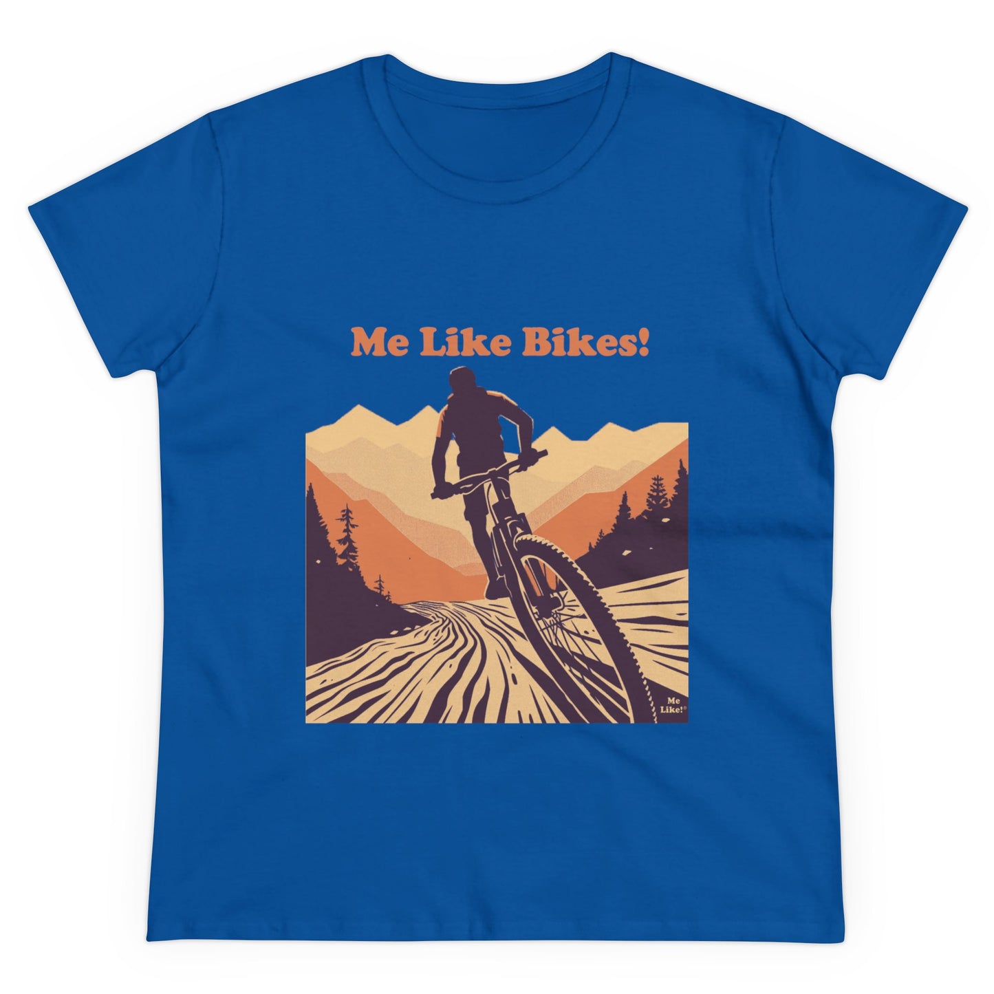 Women's Heavy Cotton Tee - Me Like Bikes! (Mountain Bike #2)