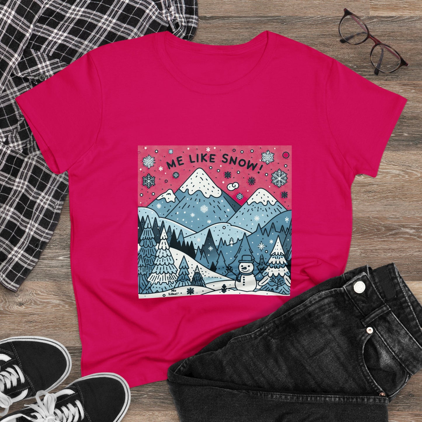 Me Like Snow! - Women's Heavy Cotton Tee - (Snowman #2)