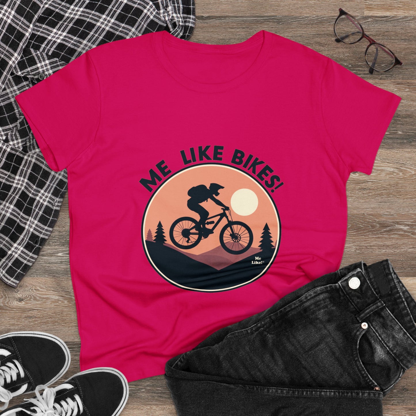 Me Like Bikes! - Women's Heavy Cotton Tee - (Mountain Bike #3)