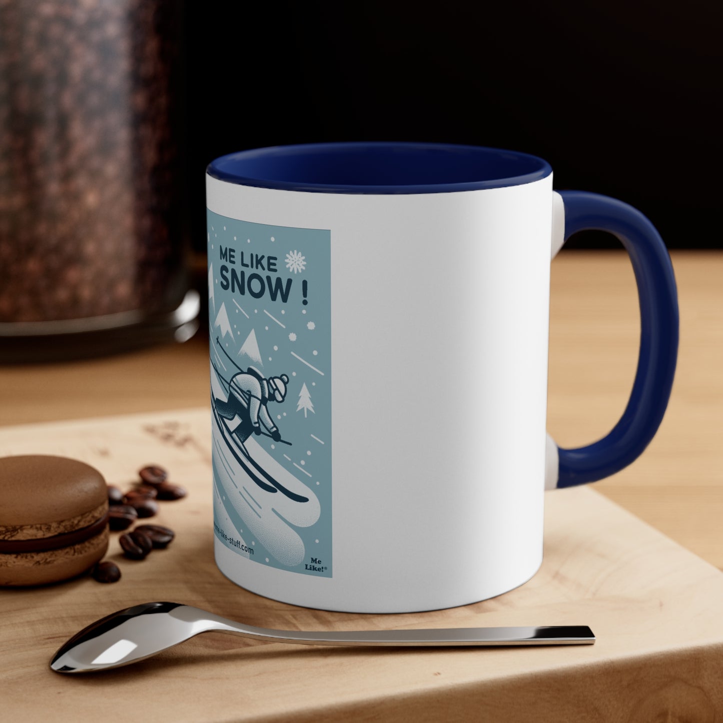 Accent Coffee Mug, 11oz - Me Like Snow! (Ski #2)