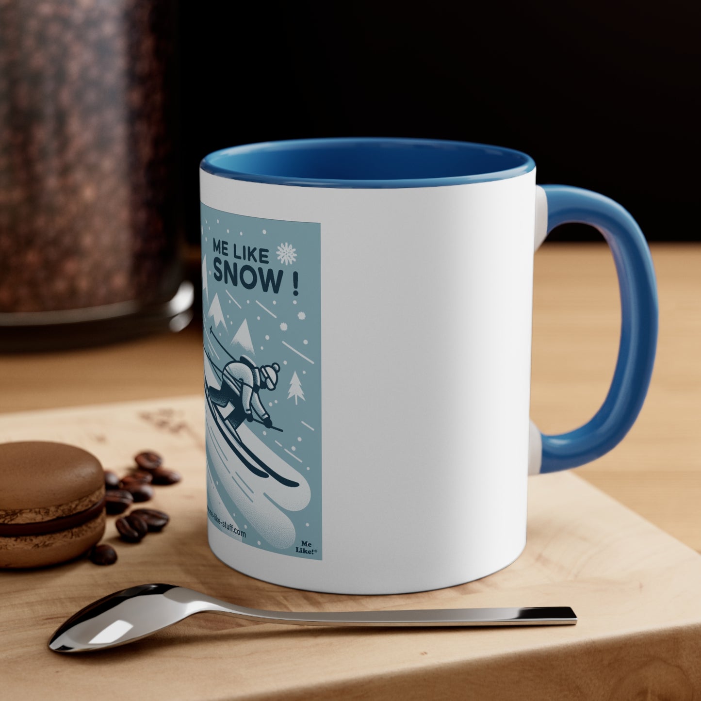 Accent Coffee Mug, 11oz - Me Like Snow! (Ski #2)