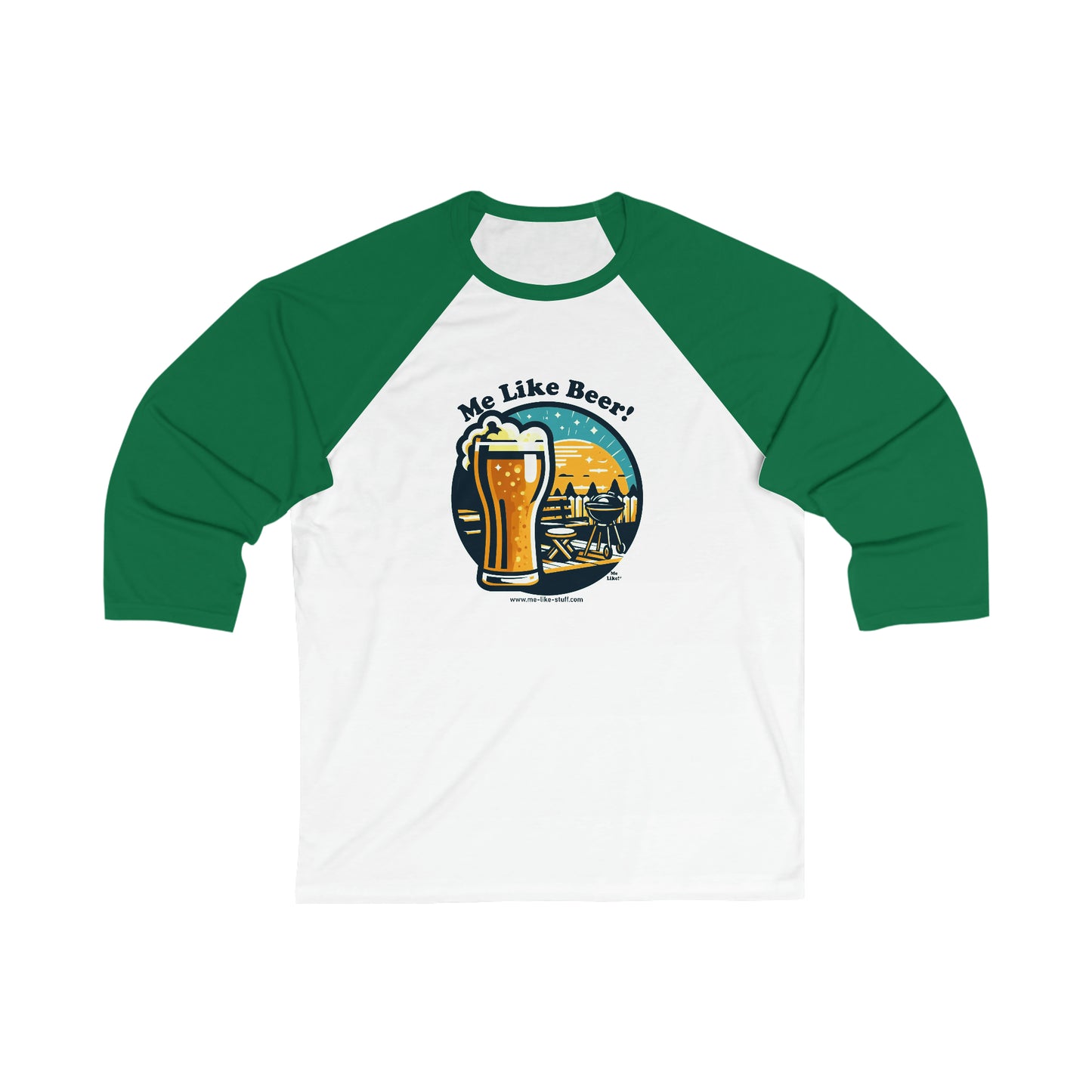 Unisex 3\4 Sleeve Baseball Tee - Me Like Beer! (#2)