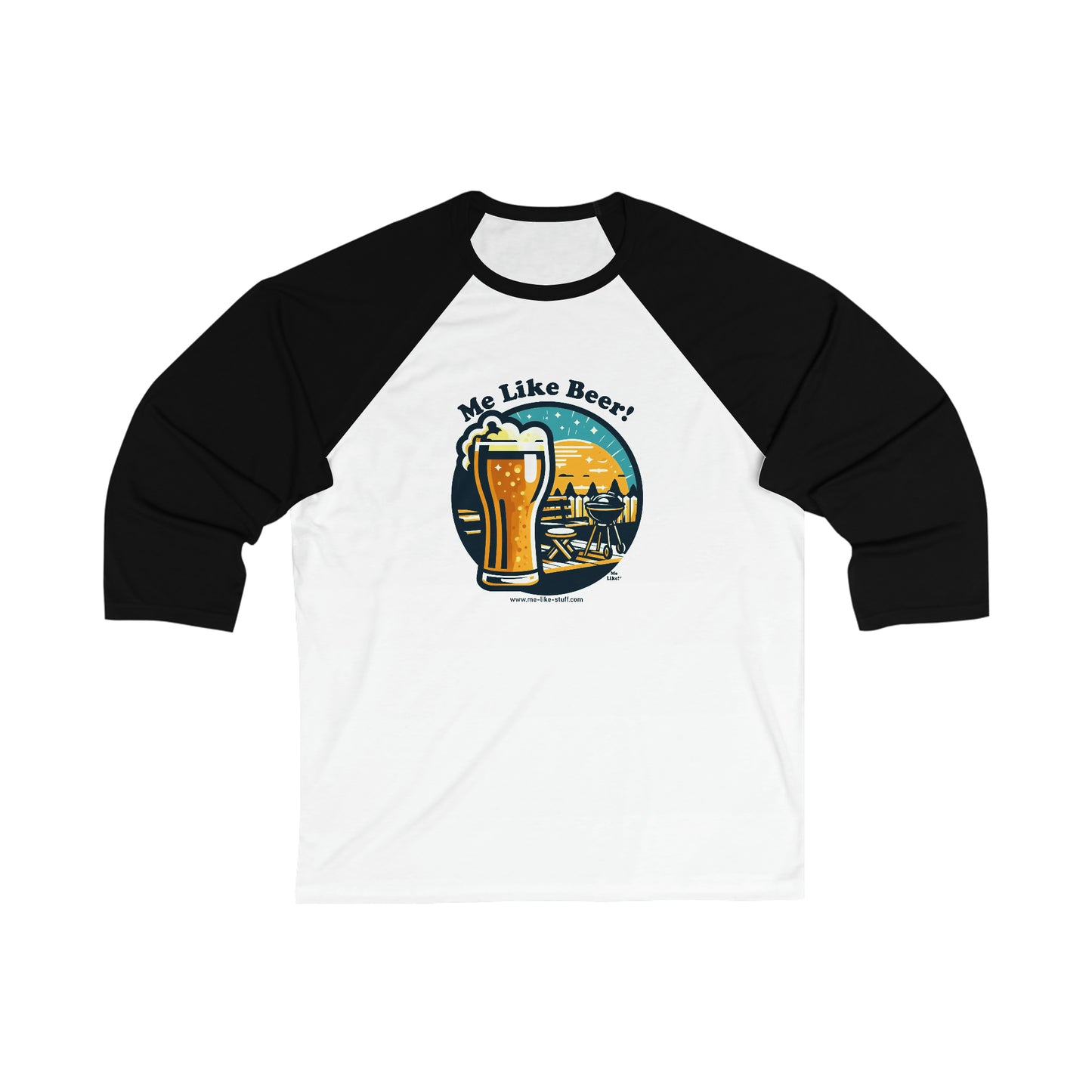 Unisex 3\4 Sleeve Baseball Tee - Me Like Beer! (#2)