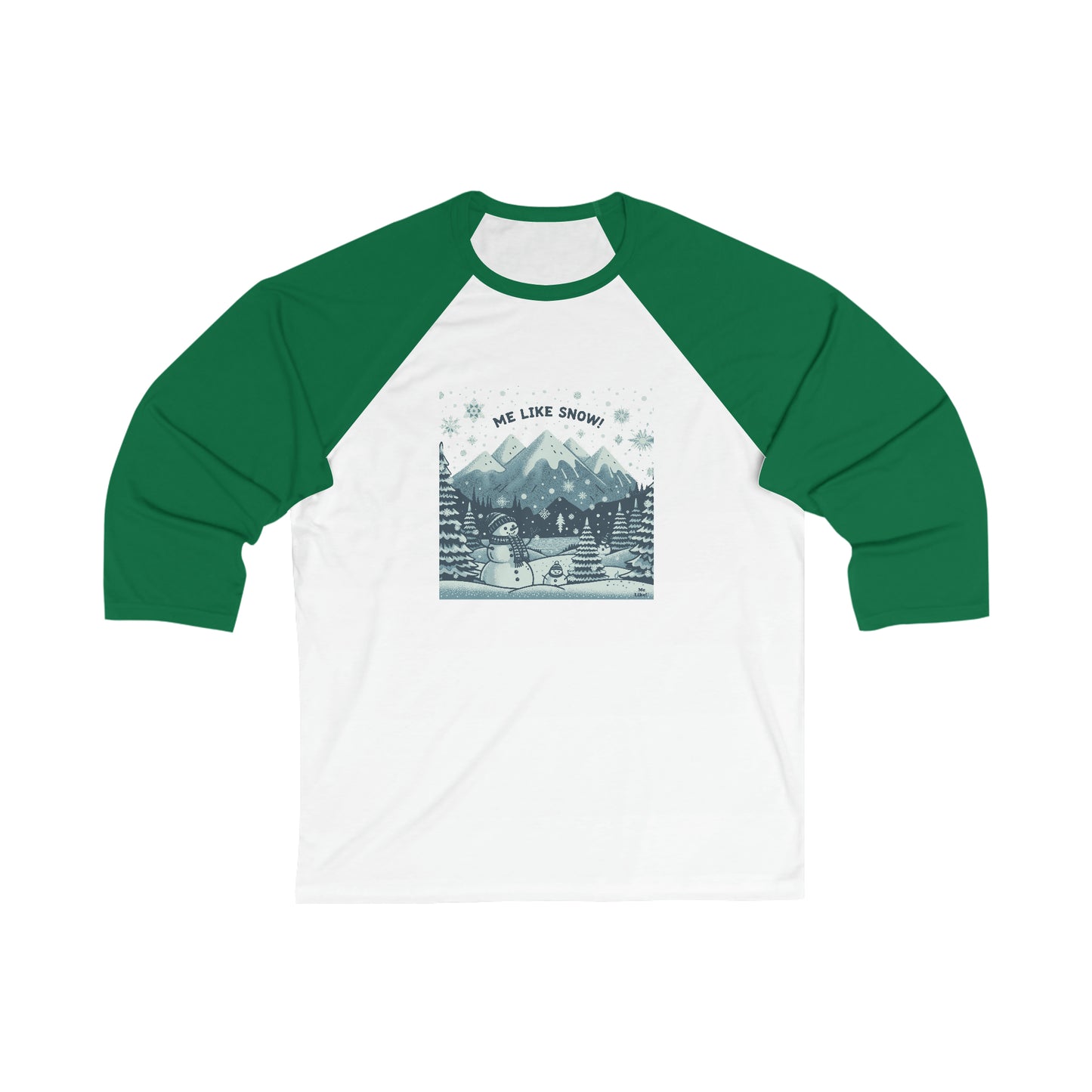 Me Like Snow! - Unisex 3\4 Sleeve Baseball Tee - (Snowman #1)