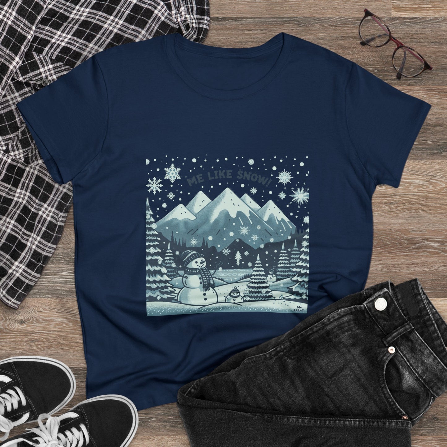 Me Like Snow! - Women's Heavy Cotton Tee - (Snowman #1)