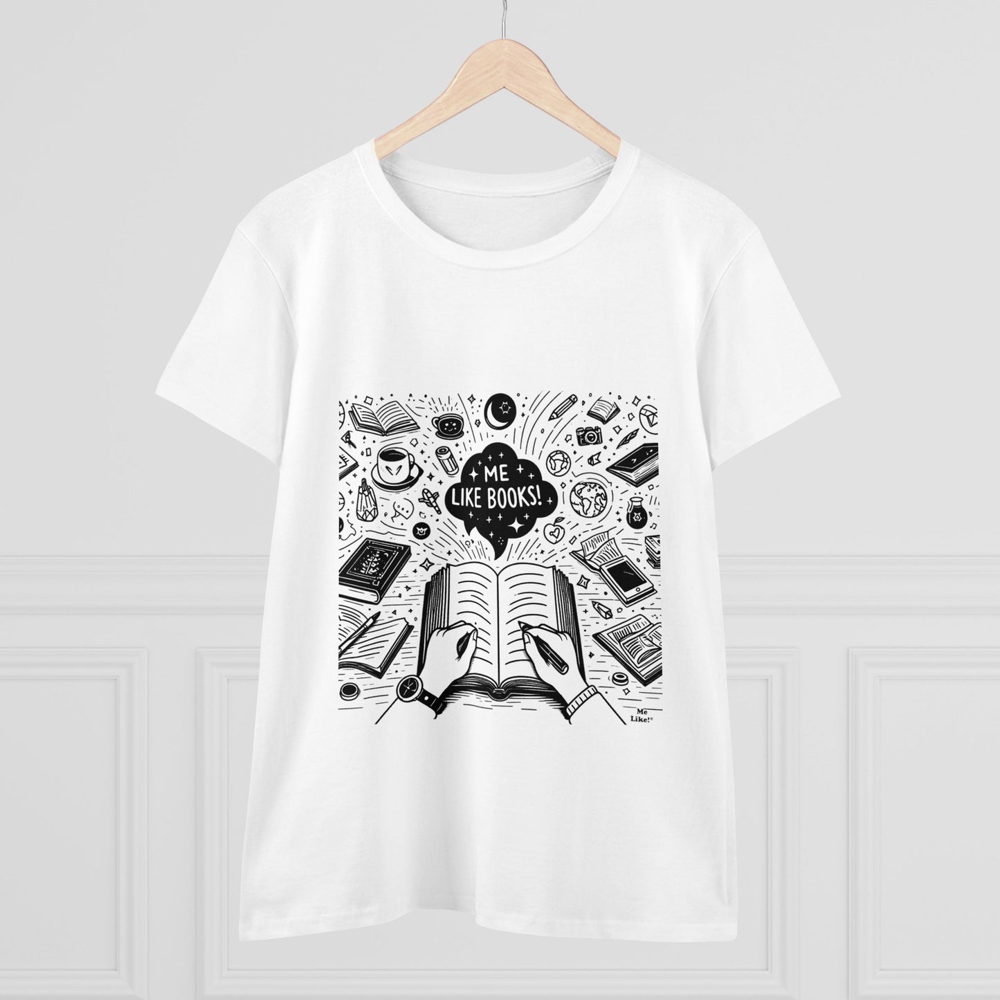 Me Like Books! - Women's Heavy Cotton Tee - (Books #3)