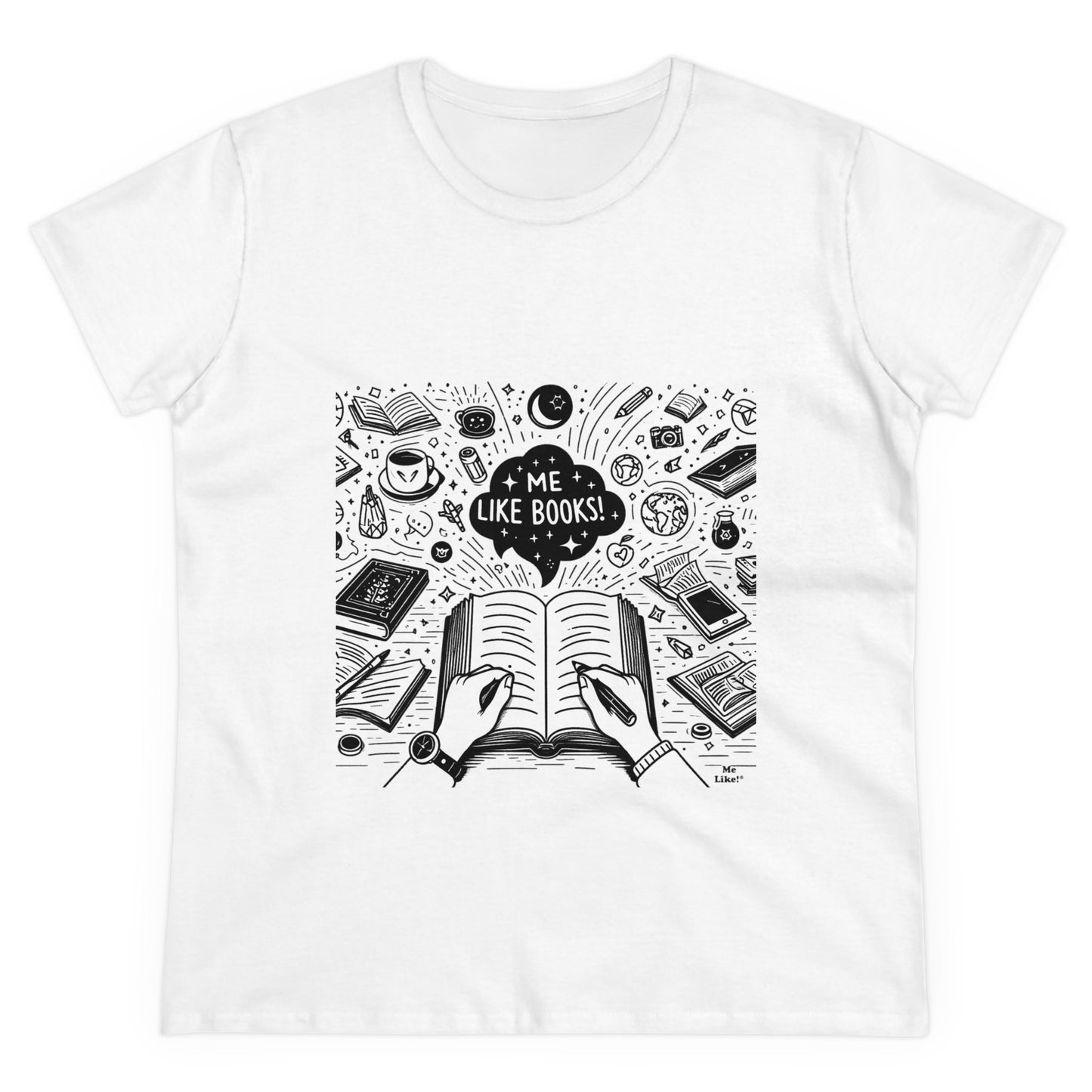 Me Like Books! - Women's Heavy Cotton Tee - (Books #3)