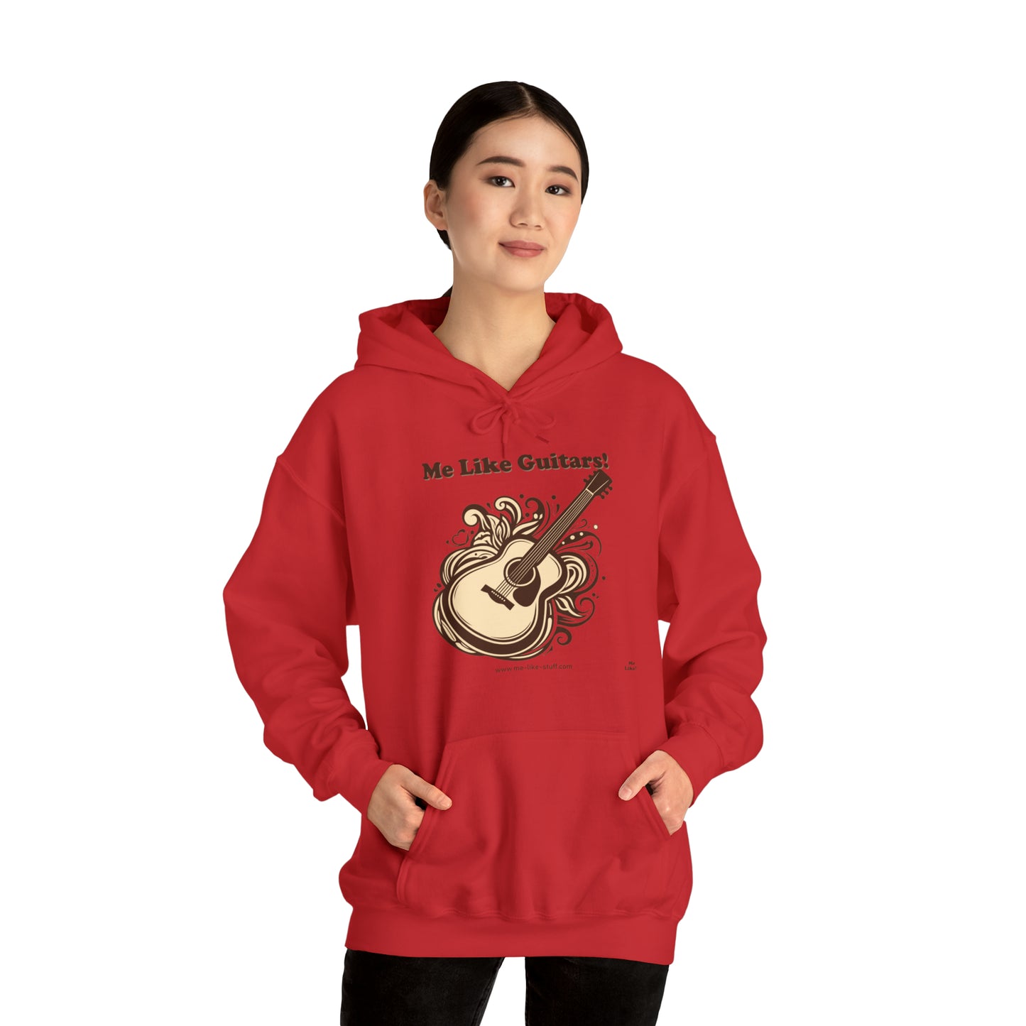 Unisex Heavy Blend™ Hooded Sweatshirt - Me Like Guitars! (Acoustic #1)