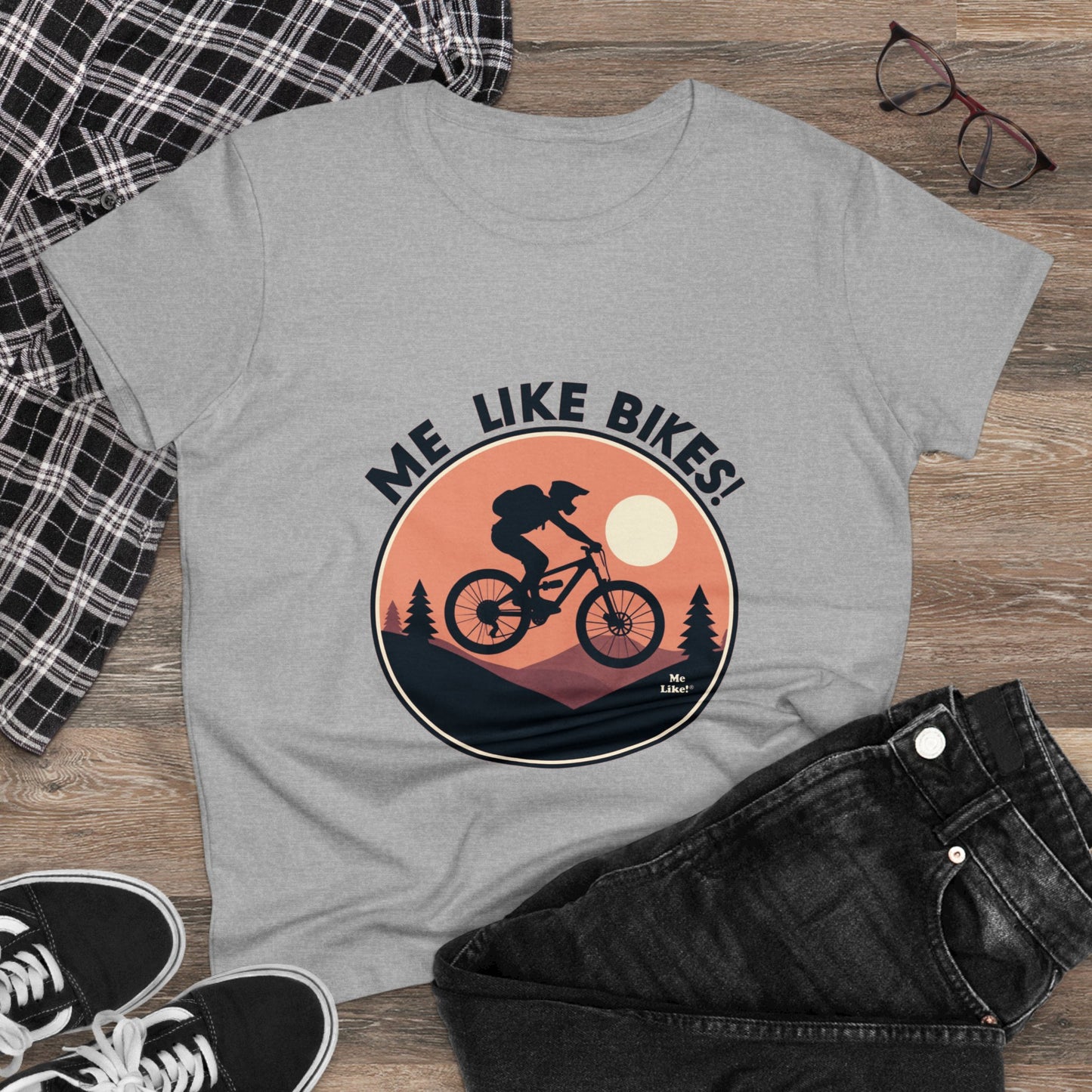Me Like Bikes! - Women's Heavy Cotton Tee - (Mountain Bike #3)