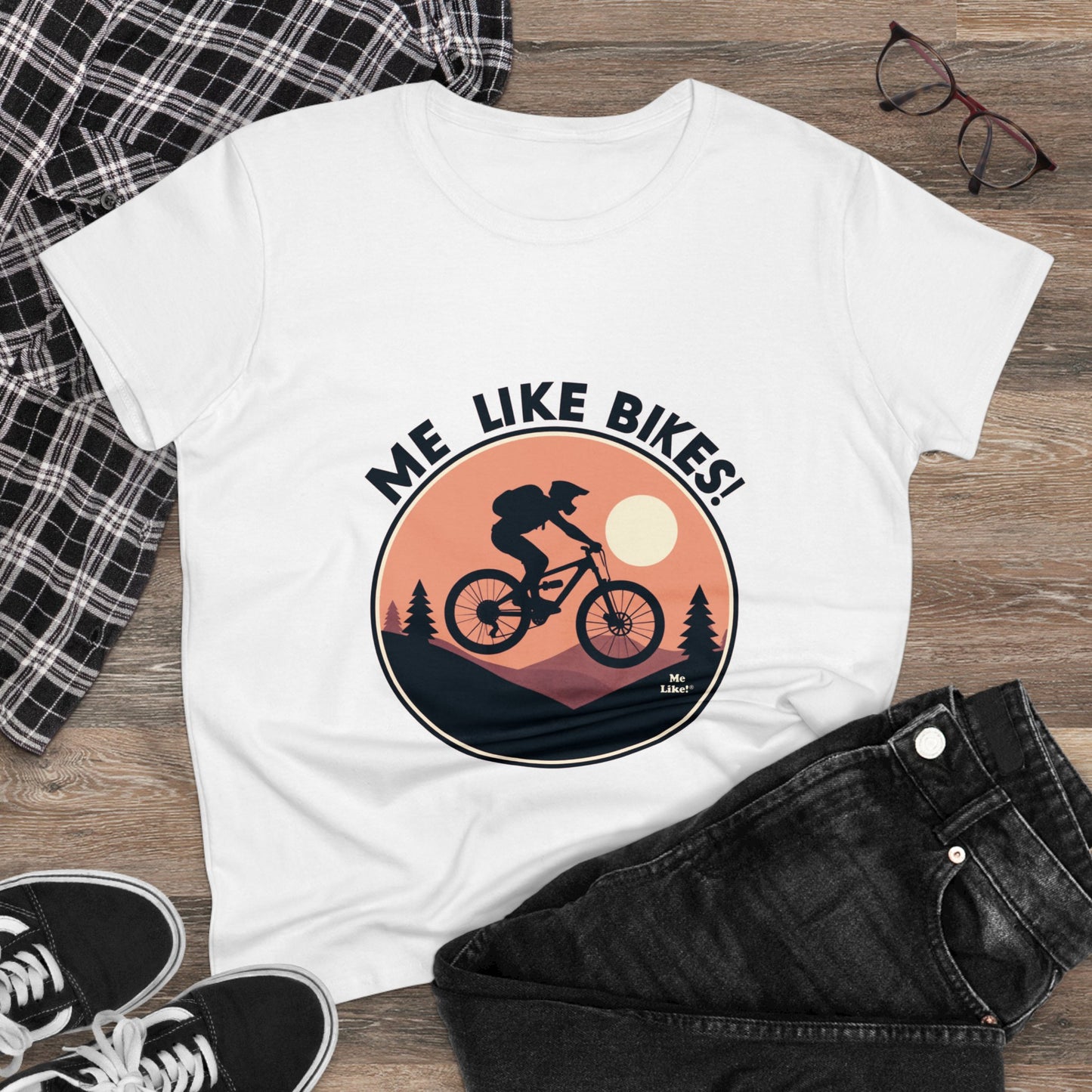 Me Like Bikes! - Women's Heavy Cotton Tee - (Mountain Bike #3)