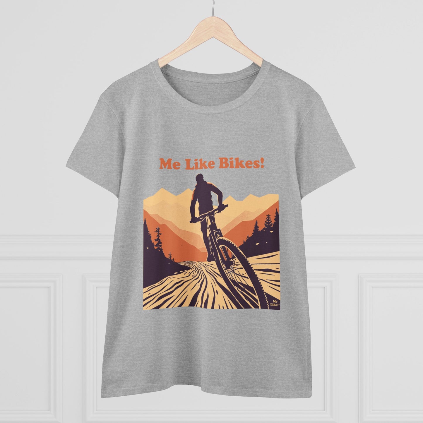 Women's Heavy Cotton Tee - Me Like Bikes! (Mountain Bike #2)