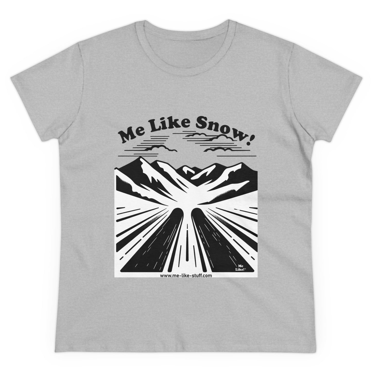 Women's Heavy Cotton Tee - Me Like Snow! (Ski #1)
